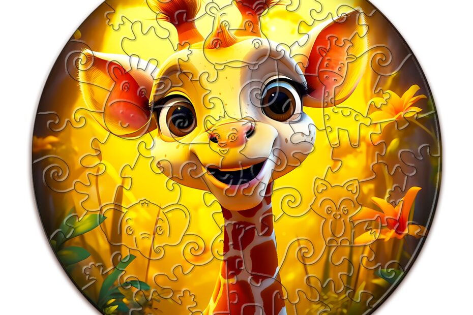 Puzzle de madera para niños-Jirafa mona 66d33874acba3