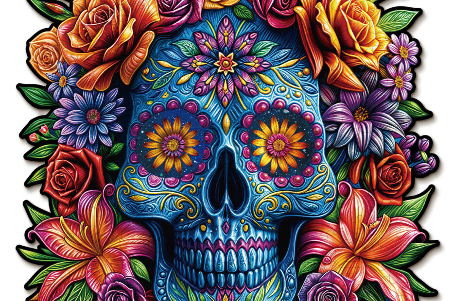 Rompecabezas de madera con cabeza de calavera pintada 66d3198c41212