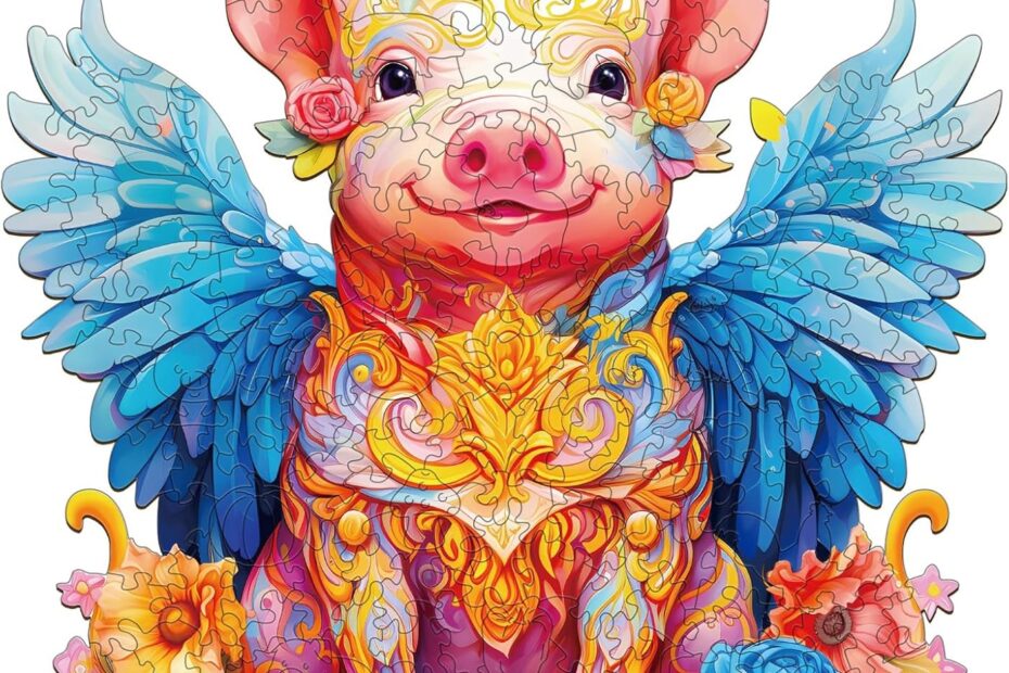 Rompecabezas de madera: Cerdito ángel 66ebc5699805a