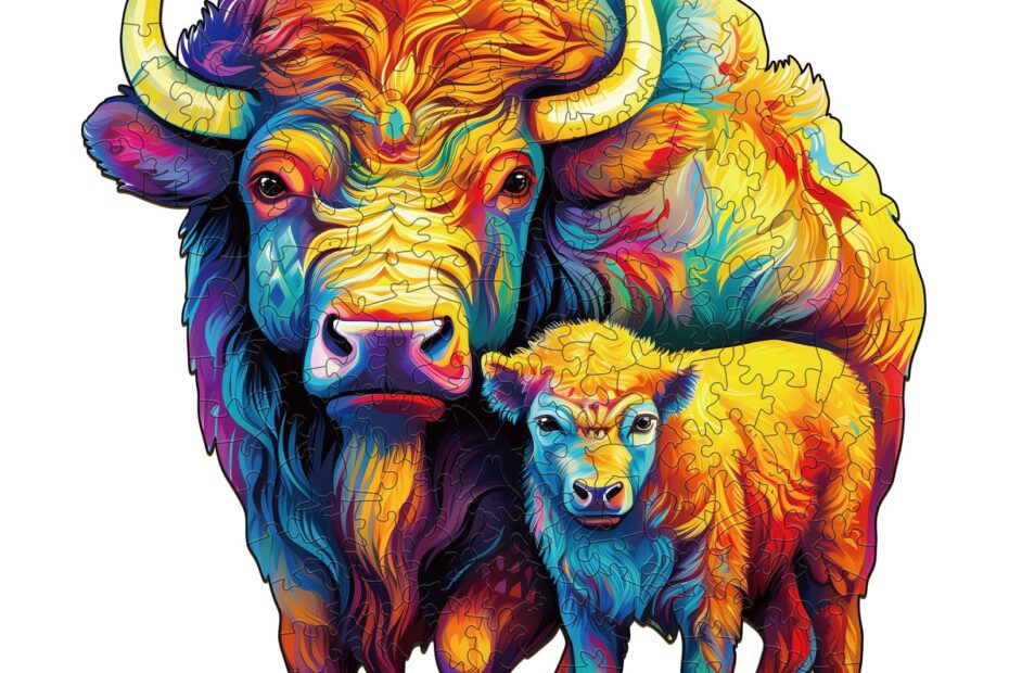 Puzzle de madera Familia de bisontes americanos 66d65cc819632