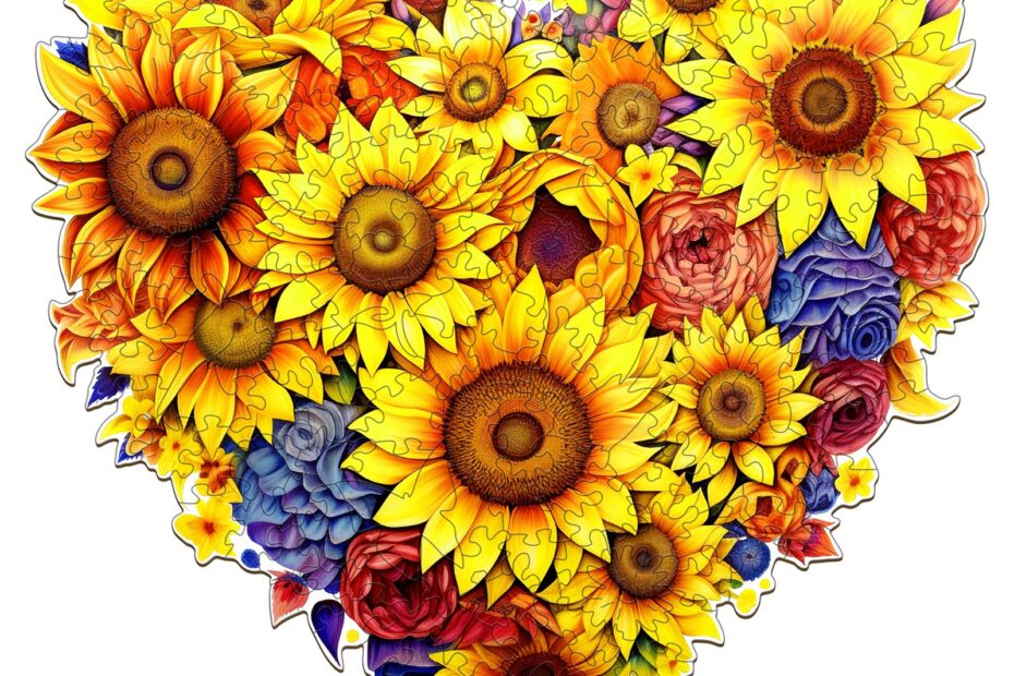 Rompecabezas de madera – Girasoles en flor 66e979b3ed63c