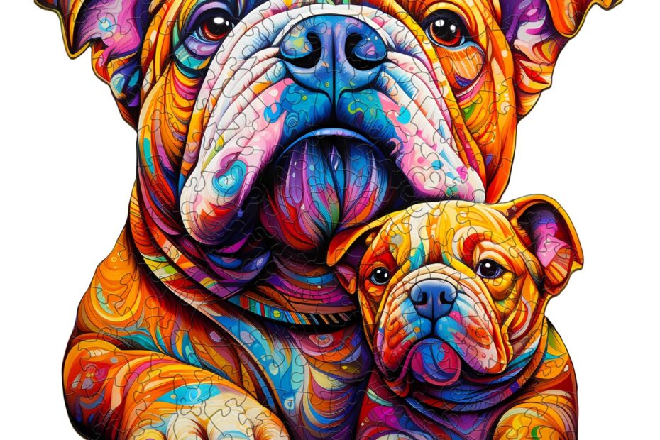 Puzzle de madera-Familia Bulldog 66db4b91cc376