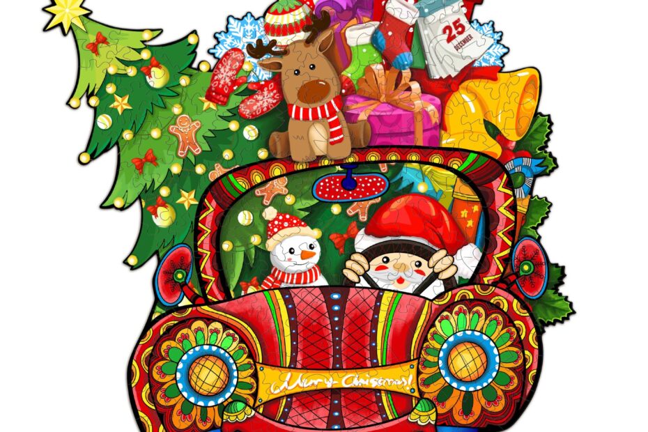 Puzzle de madera-coche de navidad 66e194817d220