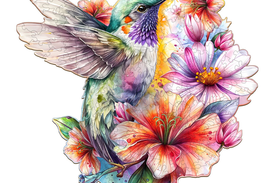 Rompecabezas de madera-Colibríes en flores 66e35a24cda86