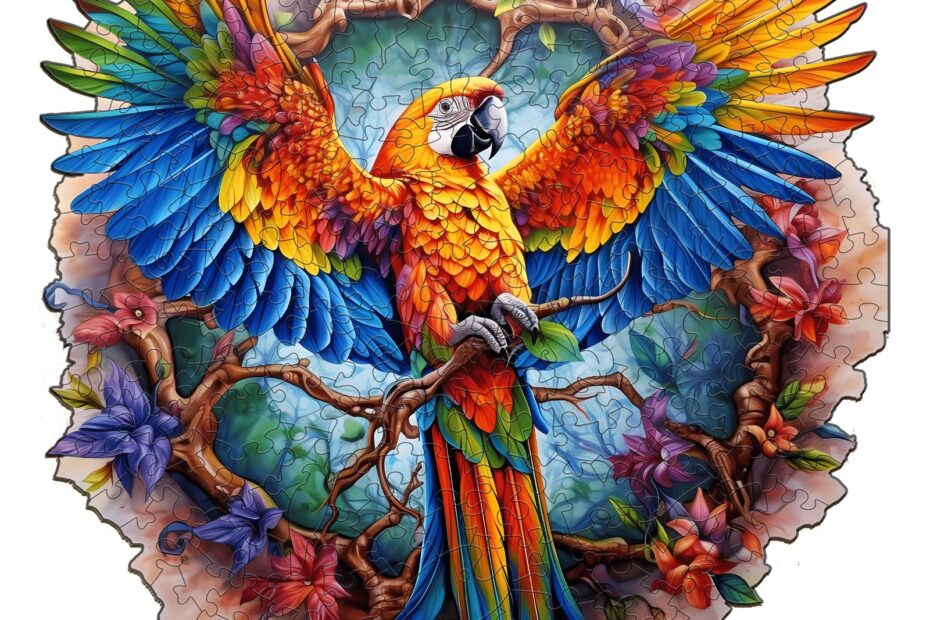 Puzzle de madera-Loro animado 66de9939328fe
