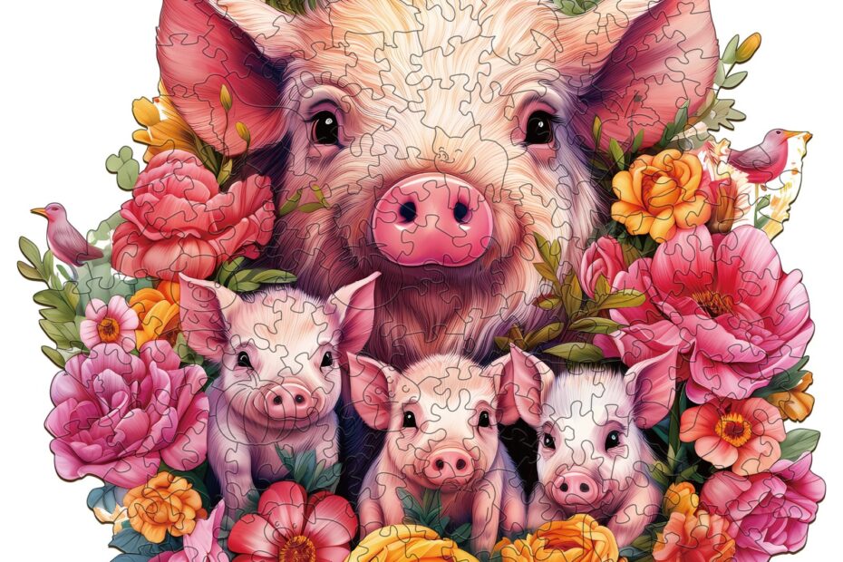 Puzzle de madera-Madre cerdita y cerdito-2 66e0d07f50b4c