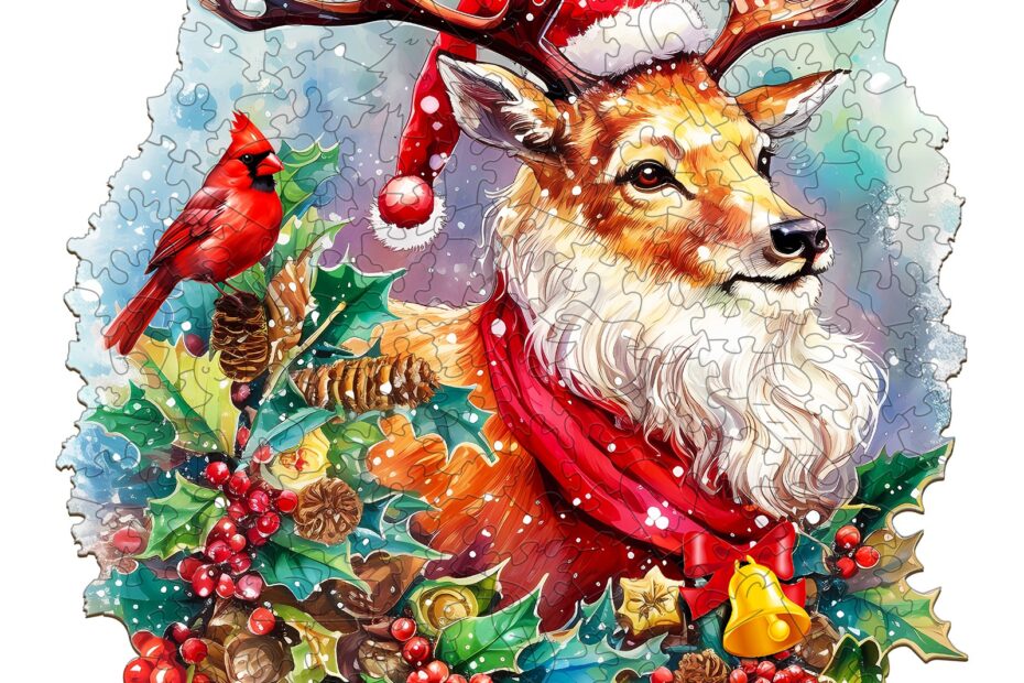 Puzzle de madera-Reno navideño brillante 66e47ada8eb4e