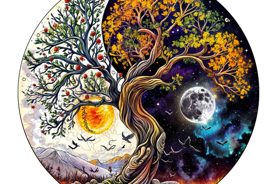 Rompecabezas de madera-Sol y Luna Árbol de la Vida 66e688cdf2f00