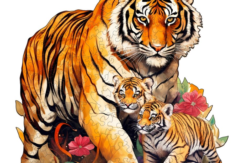 Rompecabezas de madera – Familia de tigres 2 66da0c08badc1