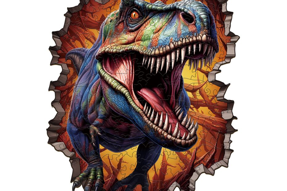 Rompecabezas de madera – T-rex que rompe paredes 66e9273657bc3