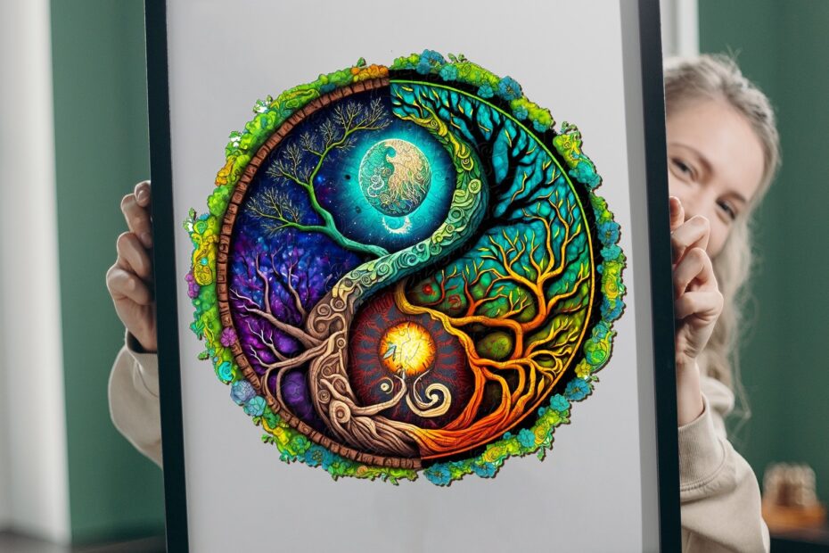 Armonía en piezas: Explorando el simbolismo del Yin Yang en rompecabezas de madera 66dfd5100fc7a